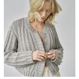 Ozma of California Louise Cardigan, Eco-Soft Alpaca Cotton, Heather Grey, M